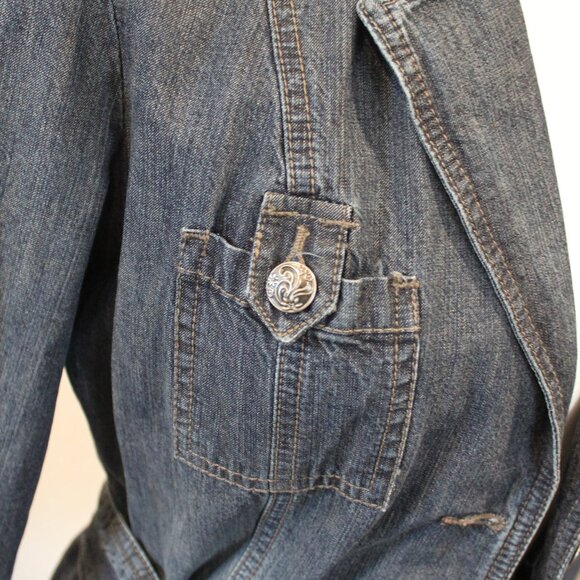 French Cuff Lightweight Denim Jacket Size Medium - Picture 2 of 8